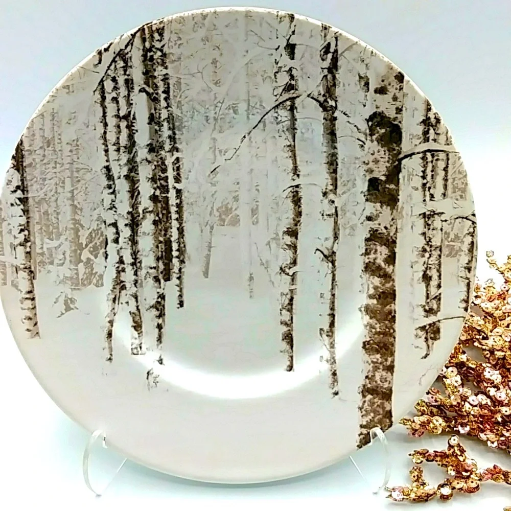 🐴HP! Pier 1 Pair of Accent Plates, Snow Forest Winter Horse. 8.5”